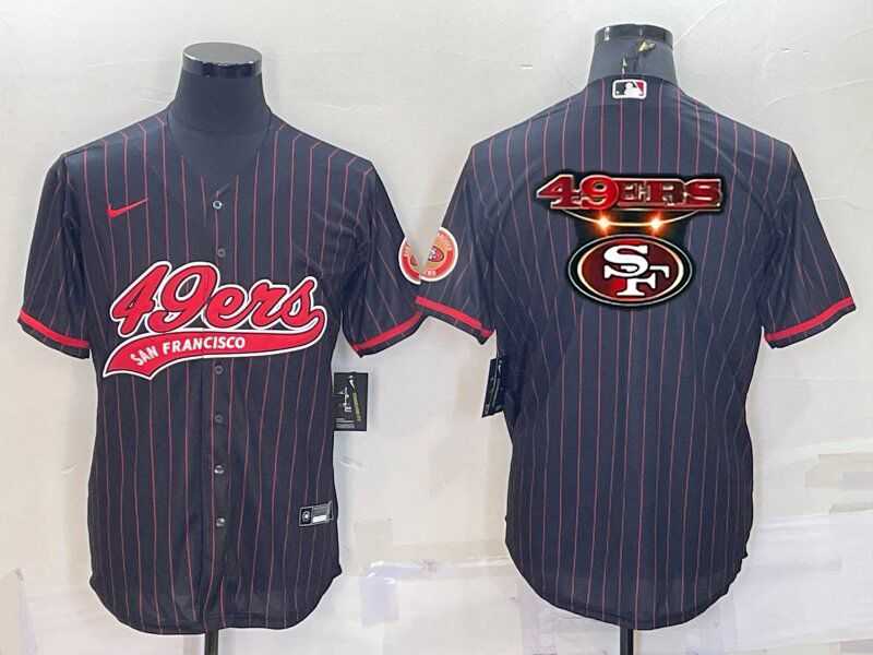 Men's San Francisco 49ers Black Pinstripe Team Big Logo With Patch Cool Base Stitched Baseball Jersey,We sell and wholesale Men's San Francisco 49ers Black Pinstripe Team Big Logo With Patch Cool Base Stitched Baseball Jersey on line form chian!